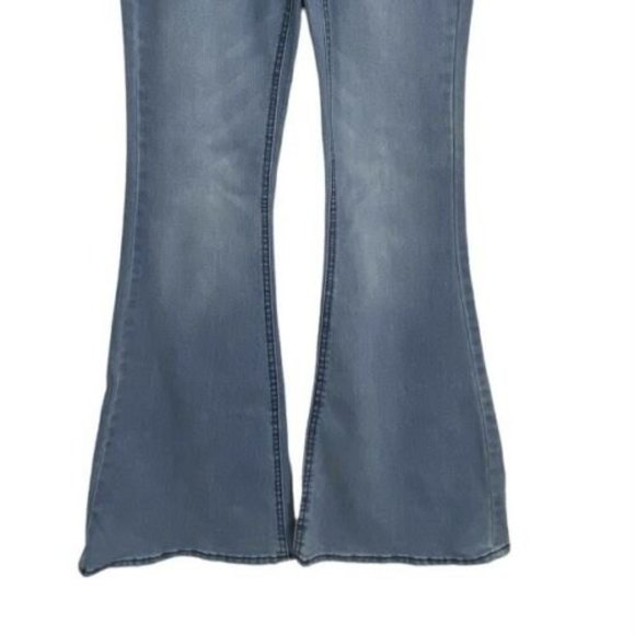 No Boundaries Womens Jeans Size XS 1 Elastic Waist Light Wash Flare High Rise - Picture 6 of 8
